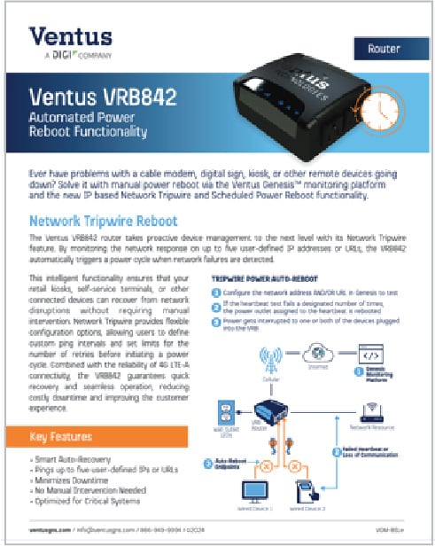 VRB842 The Only All-in-One 4G LTE router with Remote Power Reboot